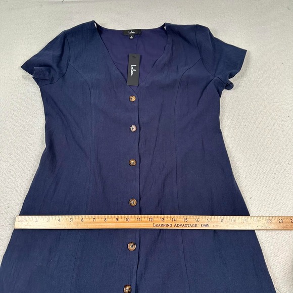 NWT Lulus Everyday Sweetness Mini Dress Large Button Front Pockets Navy Blue - Picture 8 of 11